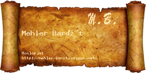 Mehler Barót névjegykártya